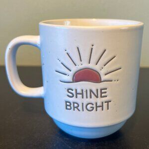 Sheffield Home SHINE BRIGHT Beige Speckles Stoneware Mug ~ Embossed Rising Sun